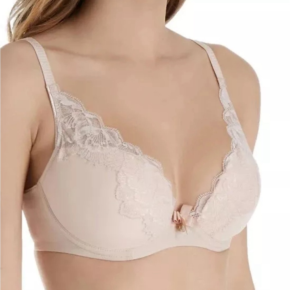 Chantelle Orangerie Lace Plunge Bra 32DD  -Skin Rose-
